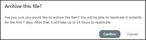 Confirm the archiving request