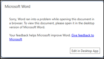 An archived file returns an error for sharing links