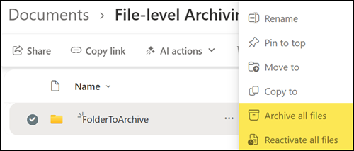 Folder-level archiving