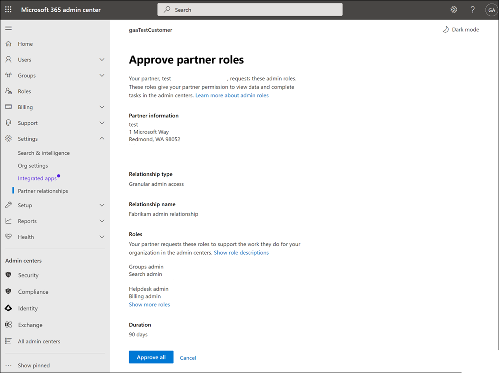 The new role can accept, review, and terminate partner access on behalf of the tenant