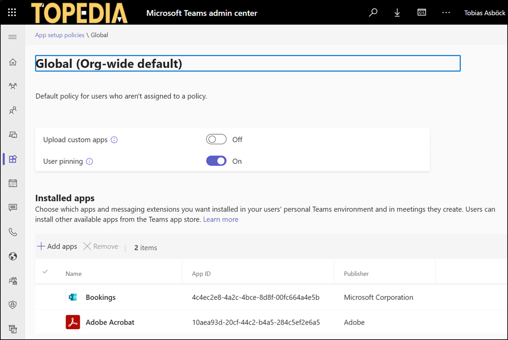 An old global app setup policy 