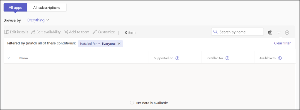 A Teams app is not installed by default
