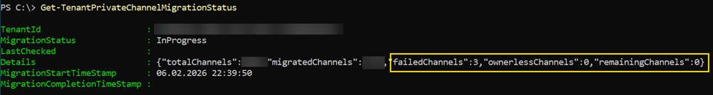 Partially completed private channel migration