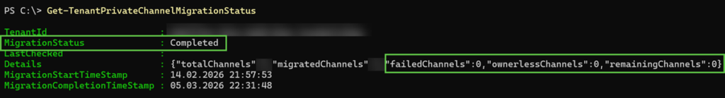 Completed private channel migration