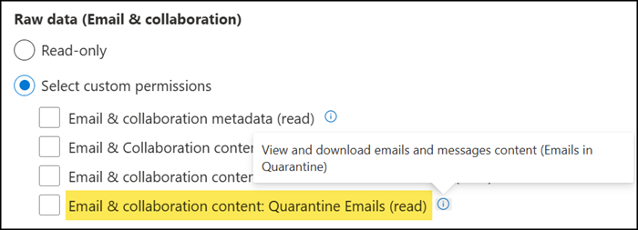 New Defender XDR permission: Quarantine Emails (Read)