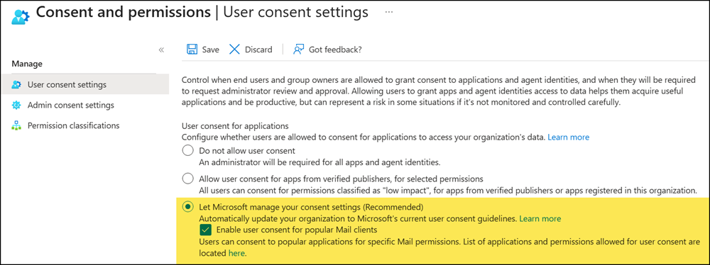 Review the app consent policy configuration