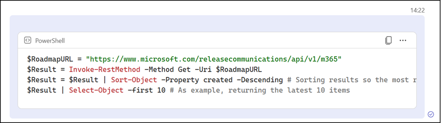 The previous code block integration