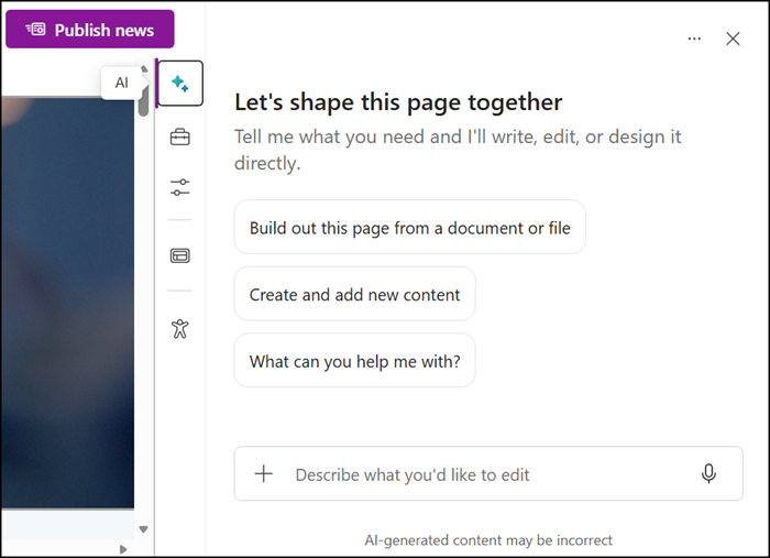AI in SharePoint pages