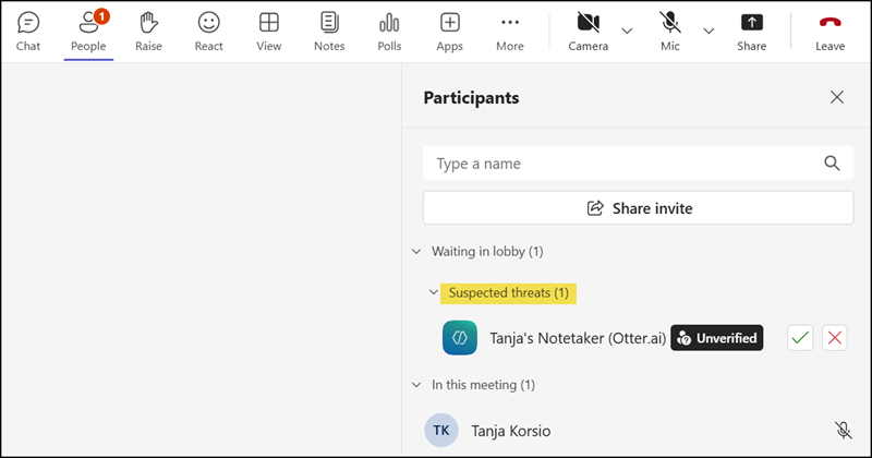 A meeting bot is now labeled a threat