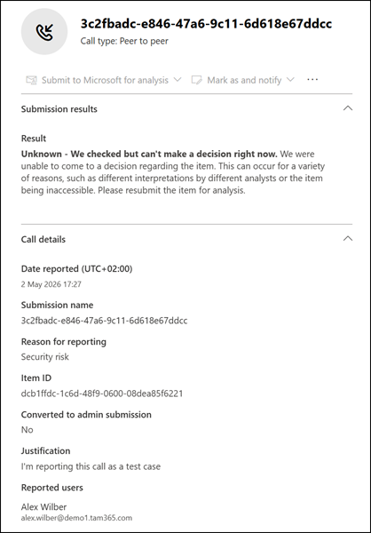 Reported call submission