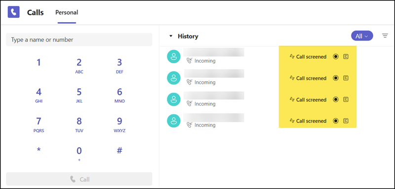 After the call, a summary is added to the call history