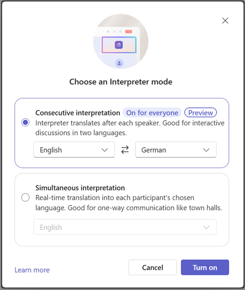 Enabling consecutive Interpretation mode