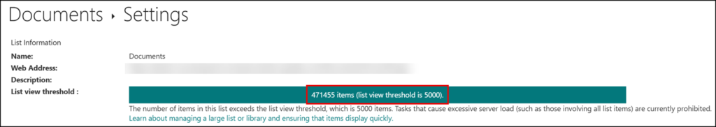 Using the list view threshold to check the item count in a document library