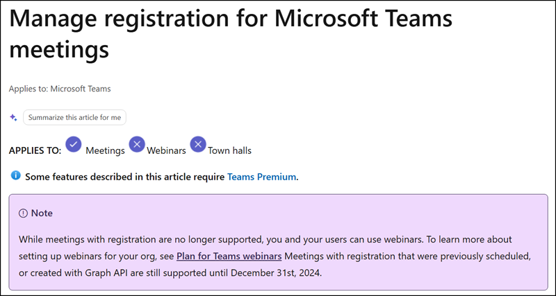 Meeting registration was retired in June 2024