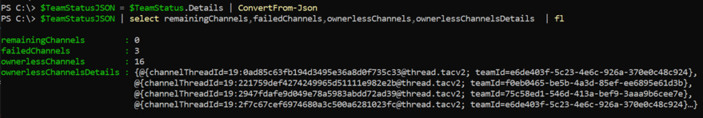 Review the ownerless channel details