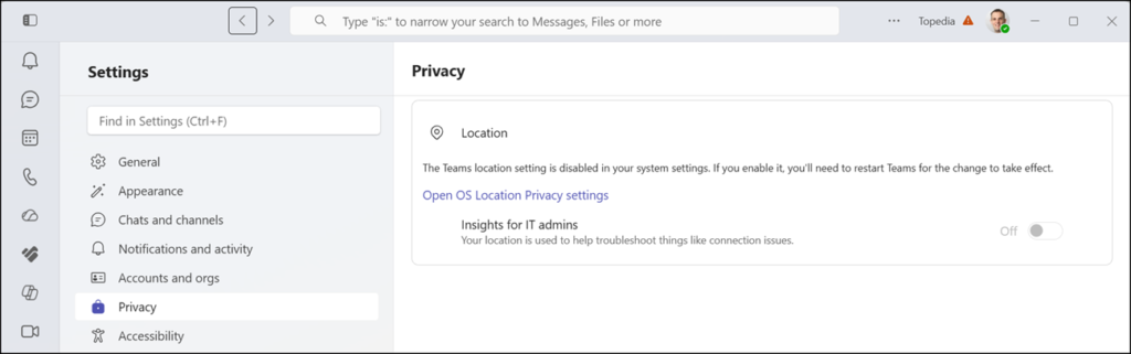 Work location auto-detection in Teams