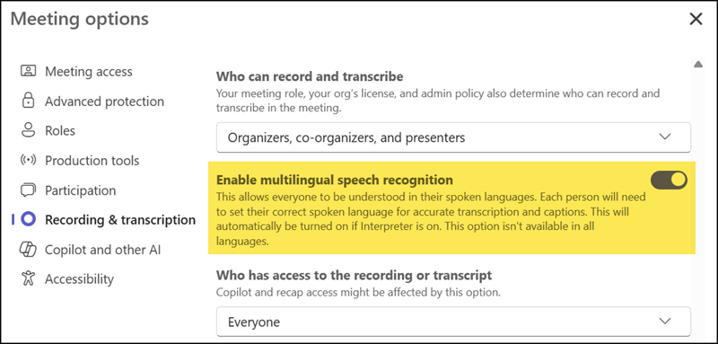 Enable multilingual speech recognition to auto-detect language