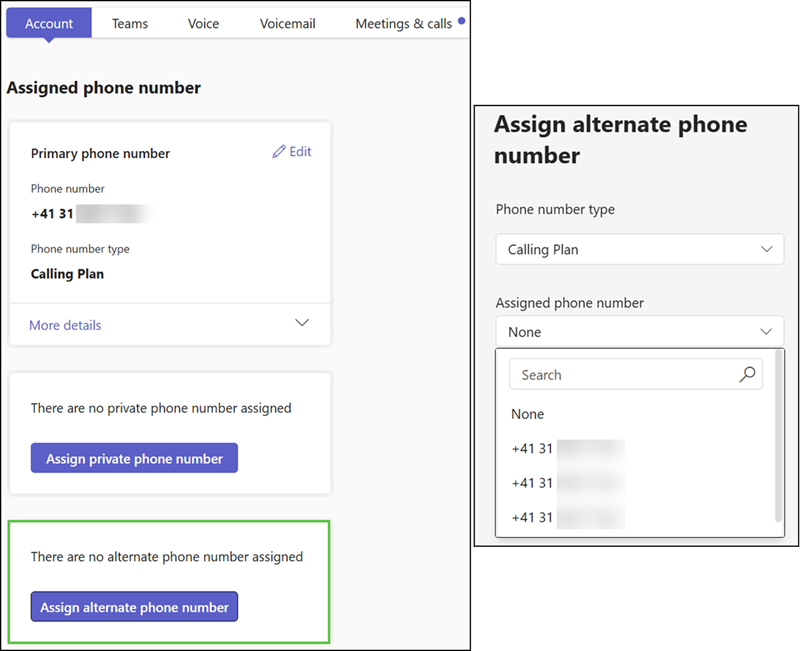 Assign an alternate number via the Teams admin center