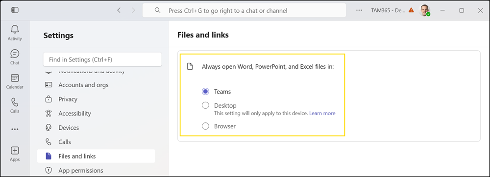 Microsoft is updating the default file setting in Teams