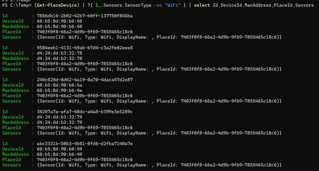 List all WLAN devices