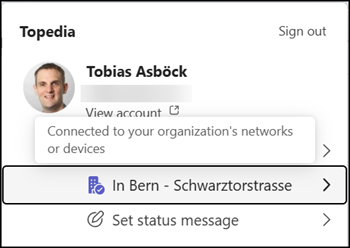 Teams updated my location based on the WLAN signal