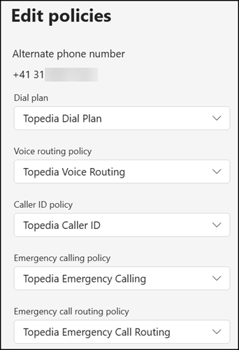 Policy configuration for my alternate number