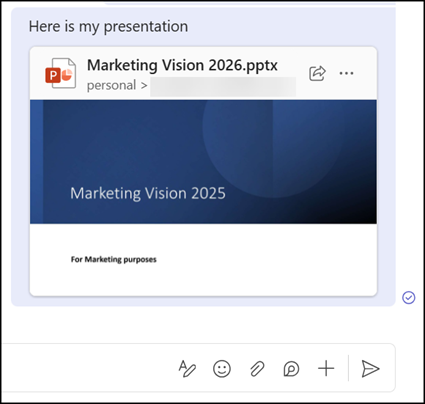 The default file-sharing experience, with a file preview