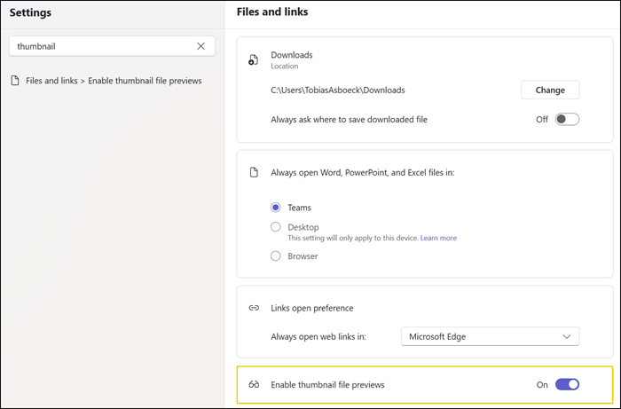 New setting: Enable thumbnail file previews