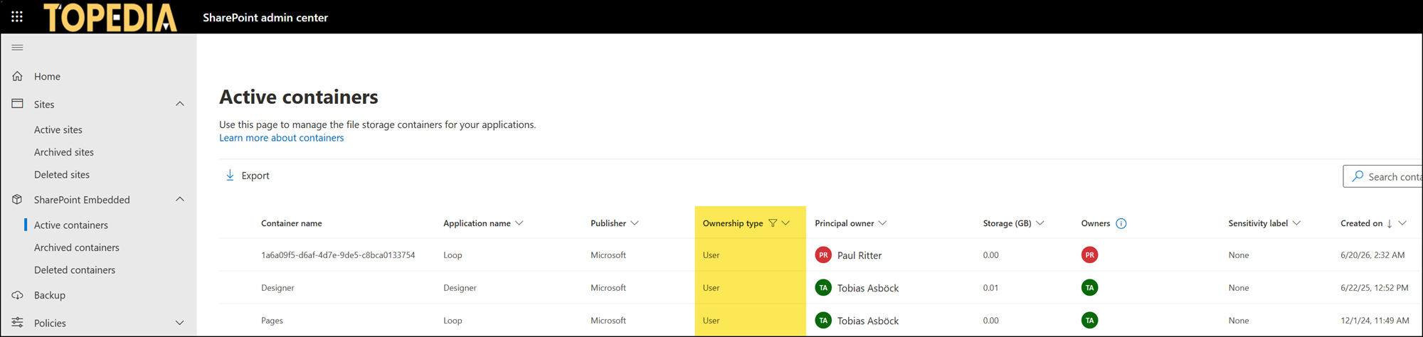 User-owned SharePoint Embedded containers, storing also Copilot Notebooks