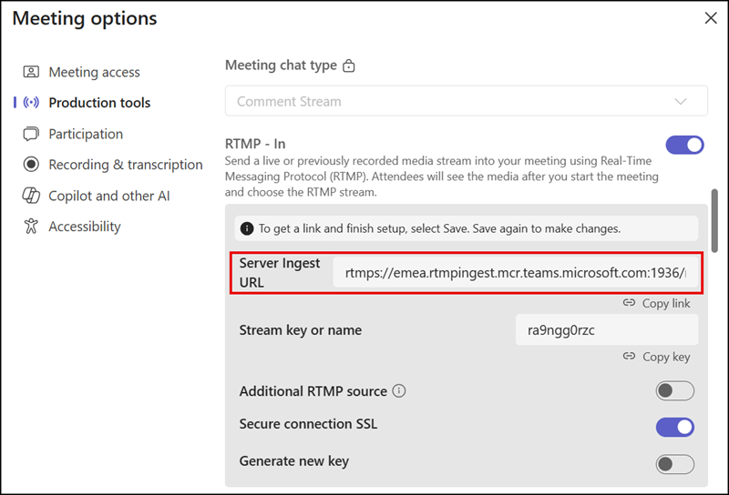 Updates to the RTMP-In URL are scheduled for July 2026