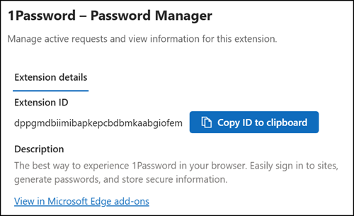 Each extension includes the Extension ID