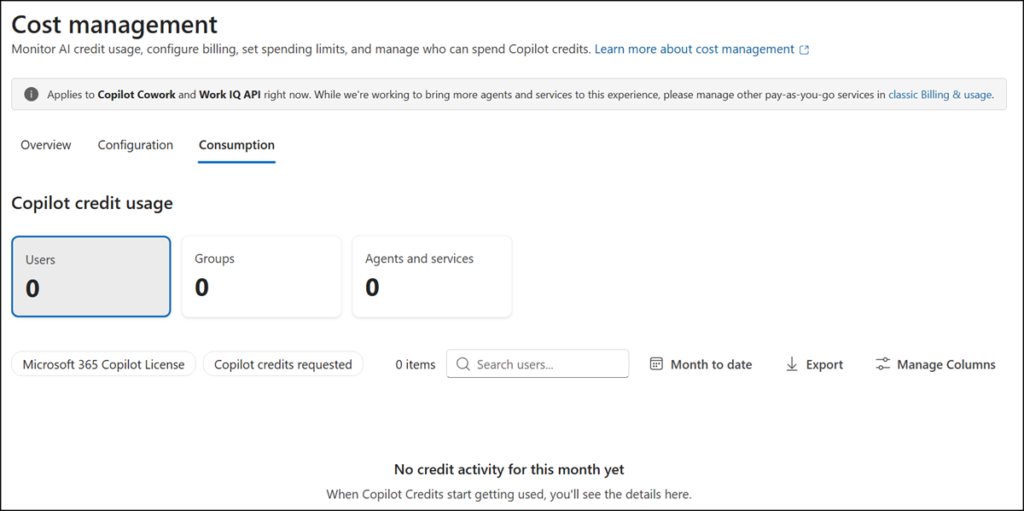 Cost Management Consumption