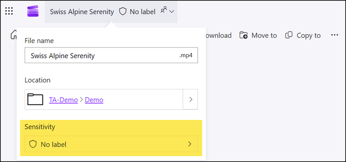The Sensitivity section is empty on MP4 files if the preview feature is not enabled