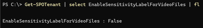 EnableSensitivityLabelForVideoFiles is currently disabled by default