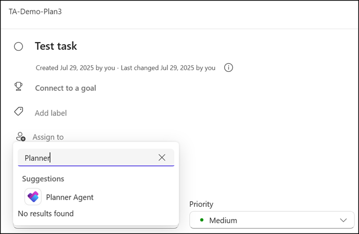 Assign a task to the Planner agent in a Basic plan