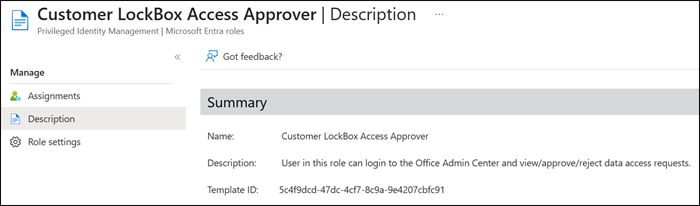 Customer LockBox Access Approver (for Purview lockbox)