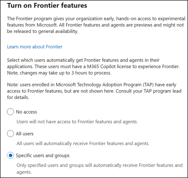 Entra ID group assignment restored in Frontier Admin Control