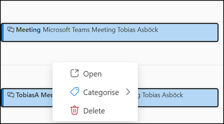 New Outlook now supports selecting multiple events