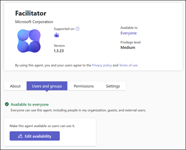 Built-in Teams agents are no longer governed by the org-wide Teams app settings