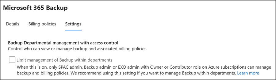 New departmental billing for Microsoft 365 Backup