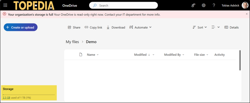 SharePoint pooled tenant storage is full
