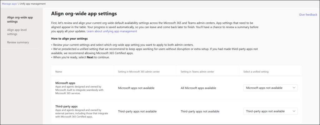The first step: aligning the different global app settings