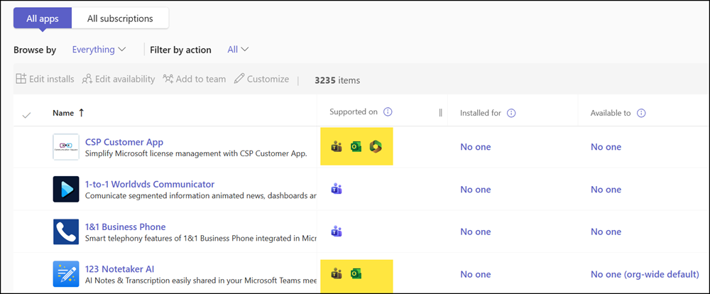 Cross-platform apps in the Teams admin center