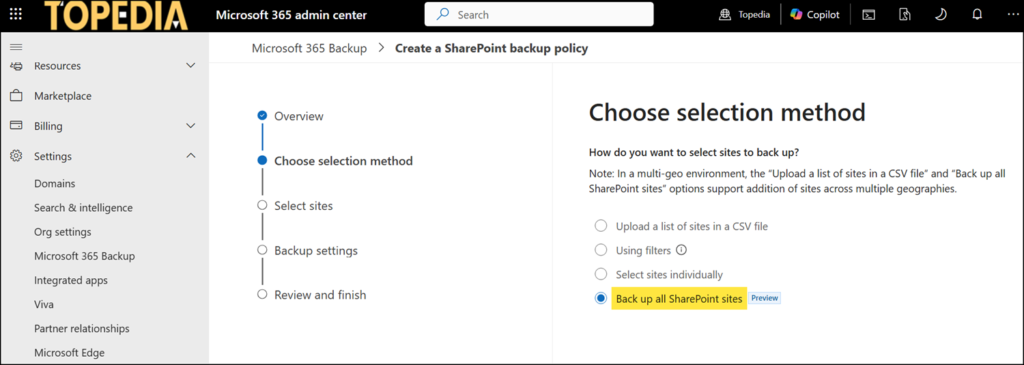 Configure a full workload backup policy