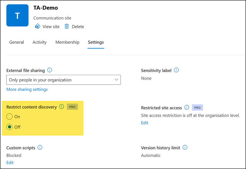 Enable or disable RCD for a SharePoint site (off by default)