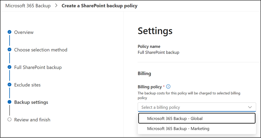 Choose a billing policy (if configured)