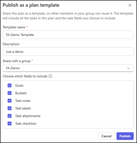 Publish a plan template