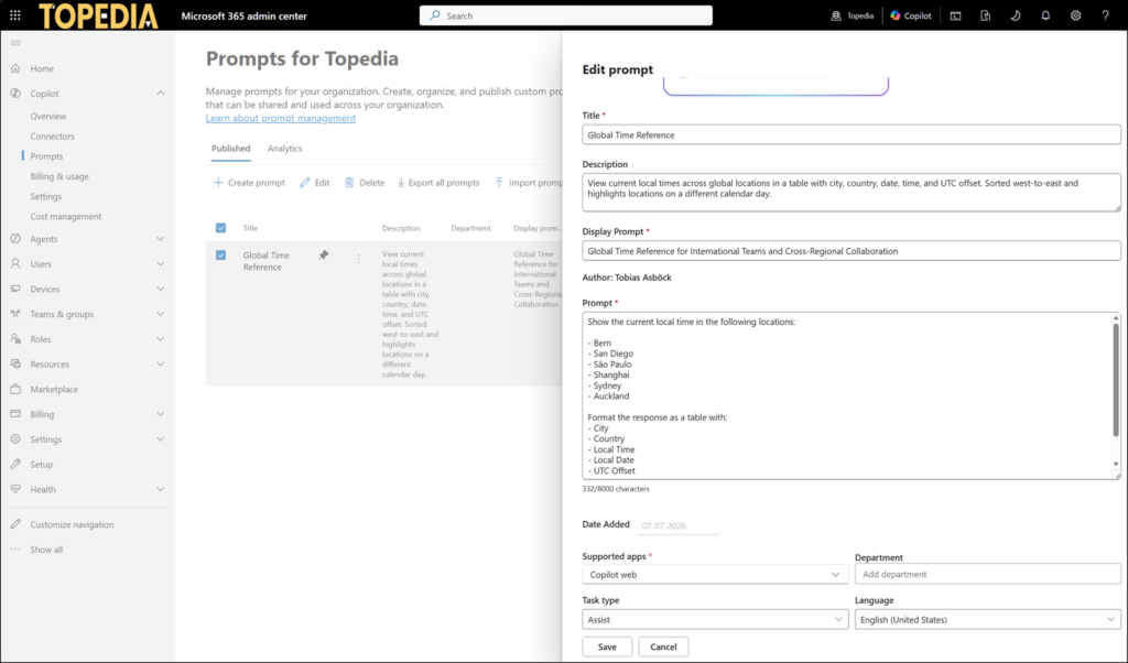 Prepare an organization-curated prompt