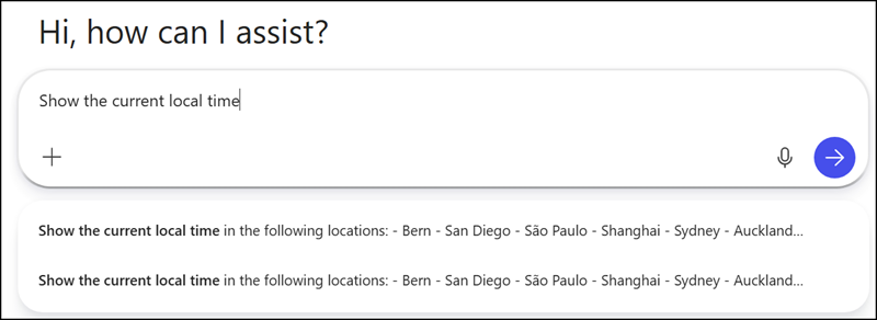 Autosuggest in the Copilot message box