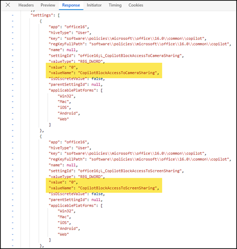 CopilotBlockAccessToScreenSharing and CopilotBlockAccessToCameraSharing settings in your tenant-wide cloud policy